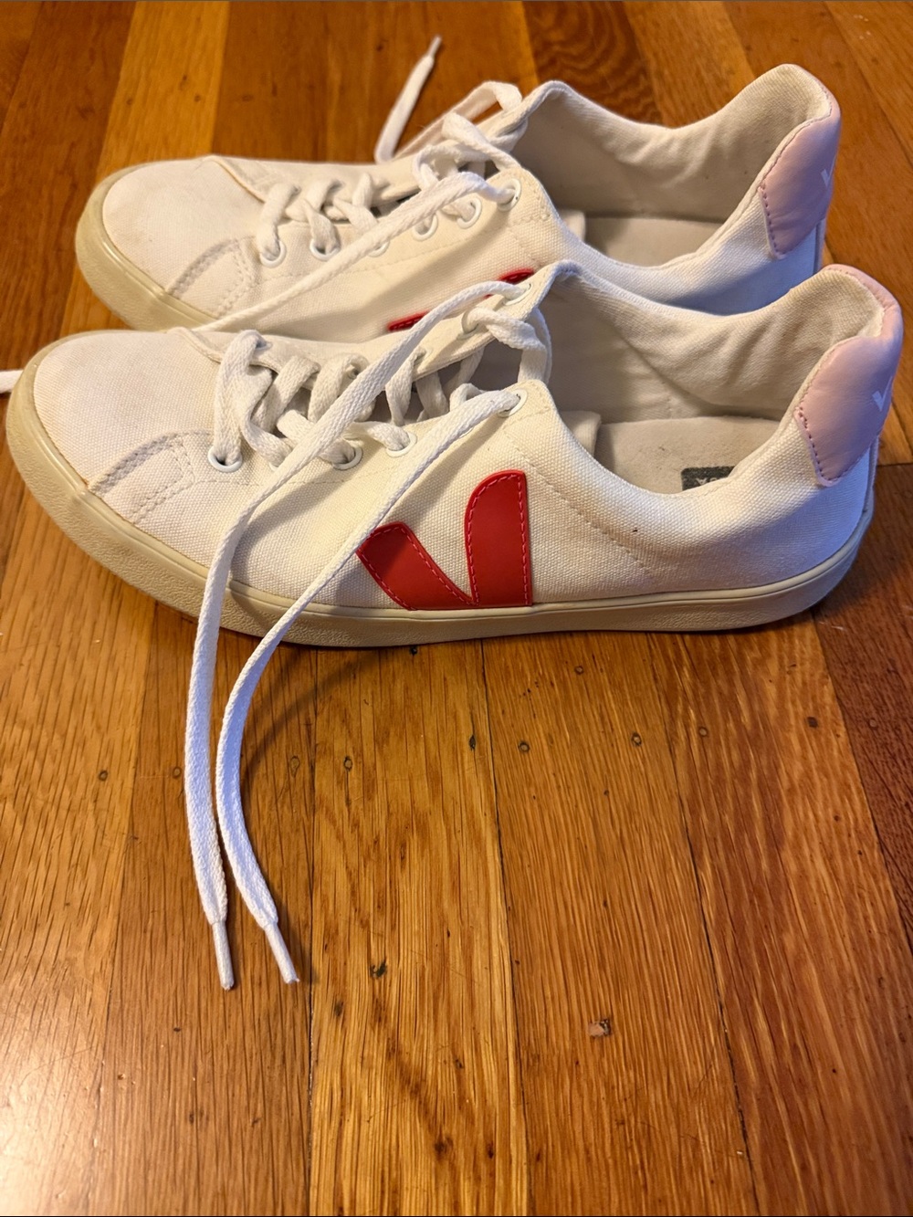 Veja Canvas Sneakers with Hot Pink V and Light Pink Heel